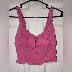 La Hearts Pink Textured Crop Top